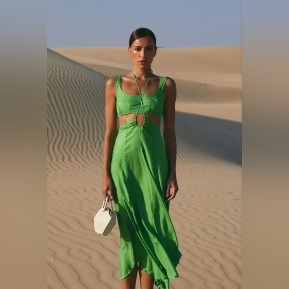 cult gaia Dresses & Skirts - Cult Gaia Eileen Green Asymmetrical Dress Sz XS